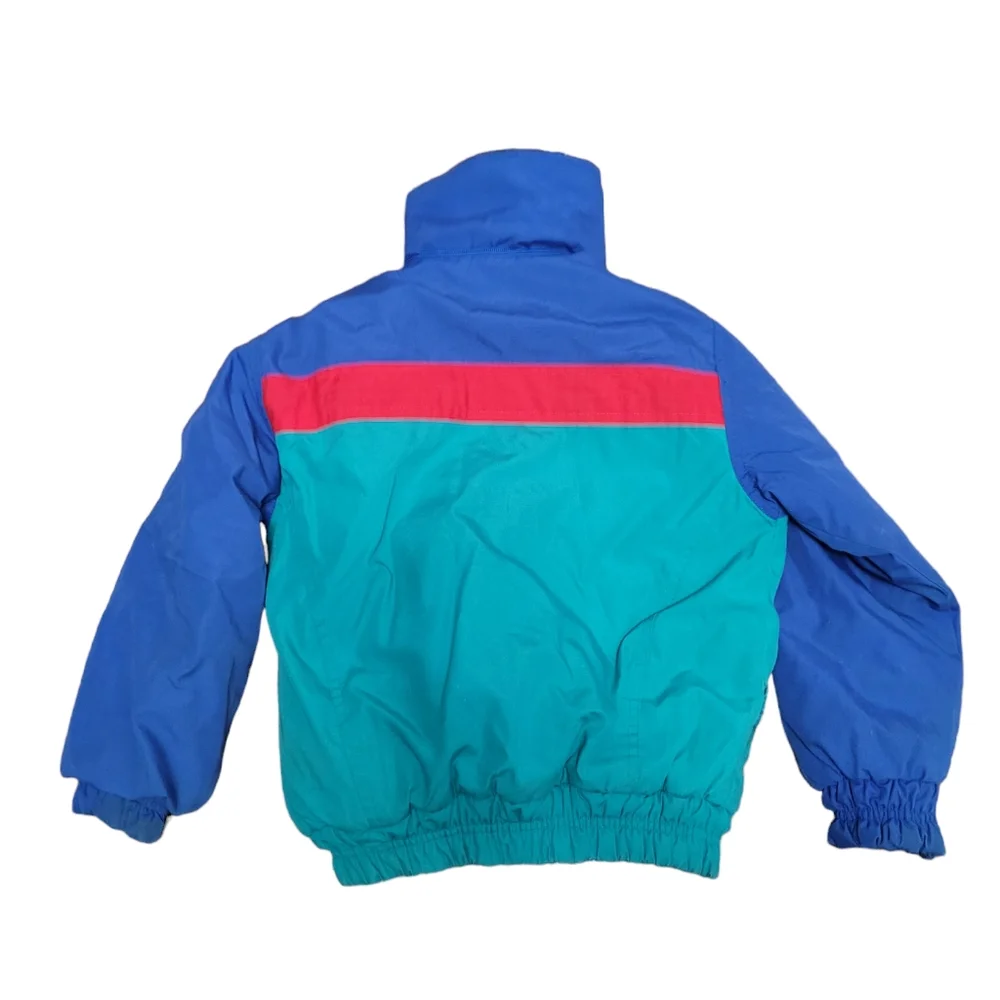 Vintage 1990s Windbreaker for Boys colorblock teal, blue, red winter coat